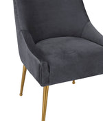 Beatrix Pleated Grey Velvet/Gold Metal Side Chair