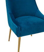 Beatrix Pleated Navy Velvet/Gold Metal Side Chair