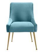 Beatrix Sea Blue Velvet/Gold Metal Side Chair