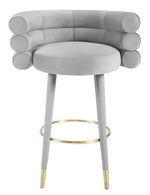 Betty Modern Grey Velvet Bar Stool