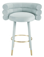 Betty Modern Sea Foam Blue Velvet Bar Stool