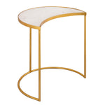 Crescent 3-Pc White Marble/Gold Iron Nesting Table Set