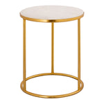 Crescent 3-Pc White Marble/Gold Iron Nesting Table Set