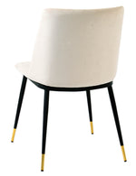 Evora 2 Cream Velvet/Metal Side Chairs