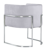 Giselle Grey Velvet/Silver Metal Arm Chair