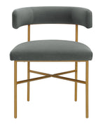 Kim Grey Performance Velvet/Gold Metal Arm Chair Chair