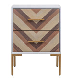 Quinn White Wood 2-Drawer Side Table