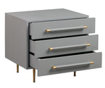 Trident Grey Wood 3-Drawer Nightstand