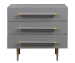 Trident Grey Wood 3-Drawer Nightstand