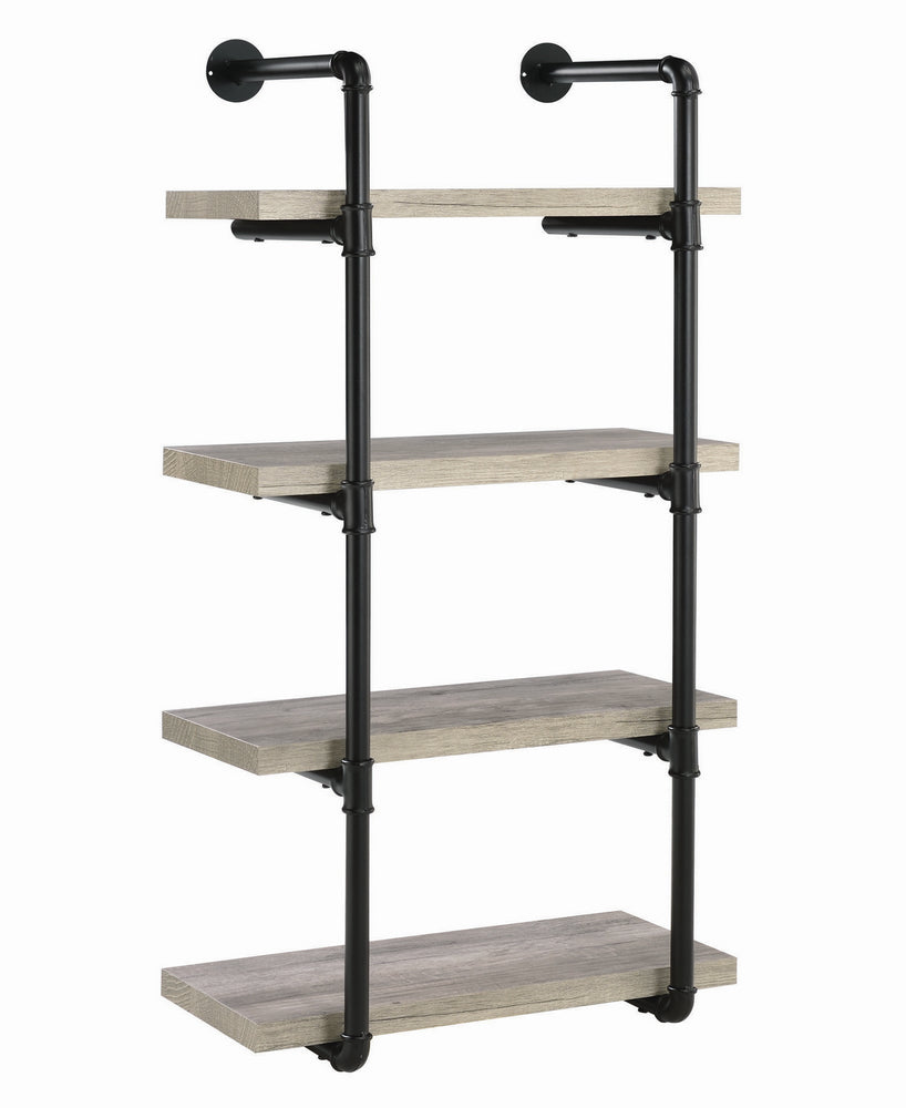 Berkley Grey Driftwood Wood/Black Metal 24"W Wall Shelf