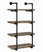 Berkley Rustic Oak Wood/Black Metal 24"W Wall Shelf