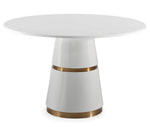 Rosa 3-Pc White/Gold Dining Table Set with Cream Chairs