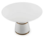 Rosa 3-Pc White/Gold Dining Table Set with Navy Chairs