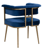 Rosa 3-Pc White/Gold Dining Table Set with Navy Chairs