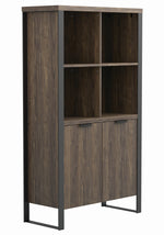 Pattinson Aged Walnut Wood/Gunmetal Metal Bookcase