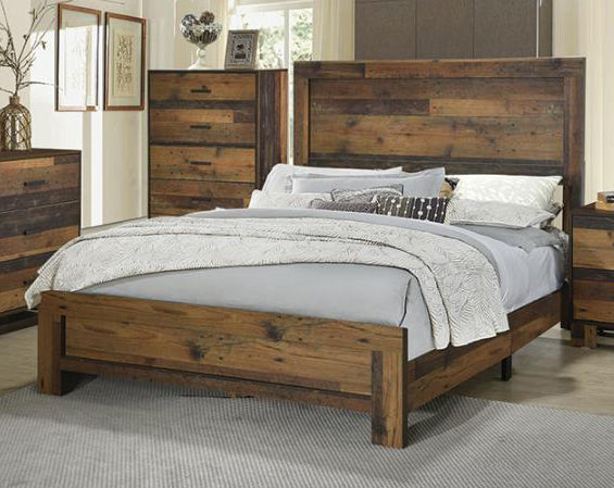 Sidney Rustic Pine Wood Twin Panel Bed