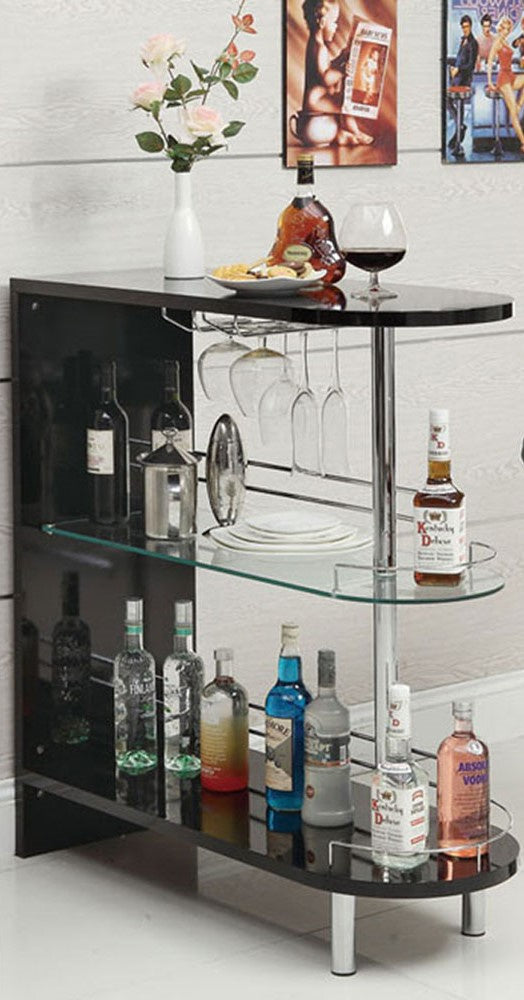 Petunia Glossy Black Wood Bar Table