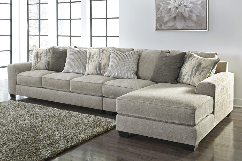 Ardsley 3-Pc Pewter Chenille Fabric RAF Sectional Sofa