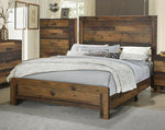 Sidney Rustic Pine Wood King Panel Bed