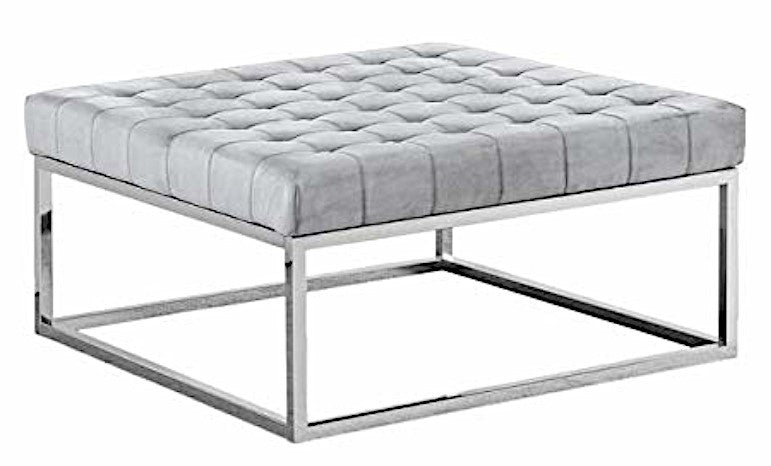 Everett Grey Velvet/Metal Accent Ottoman