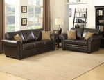 Louis 2-Pc Dark Brown Leather Gel Sofa Set (Oversized)