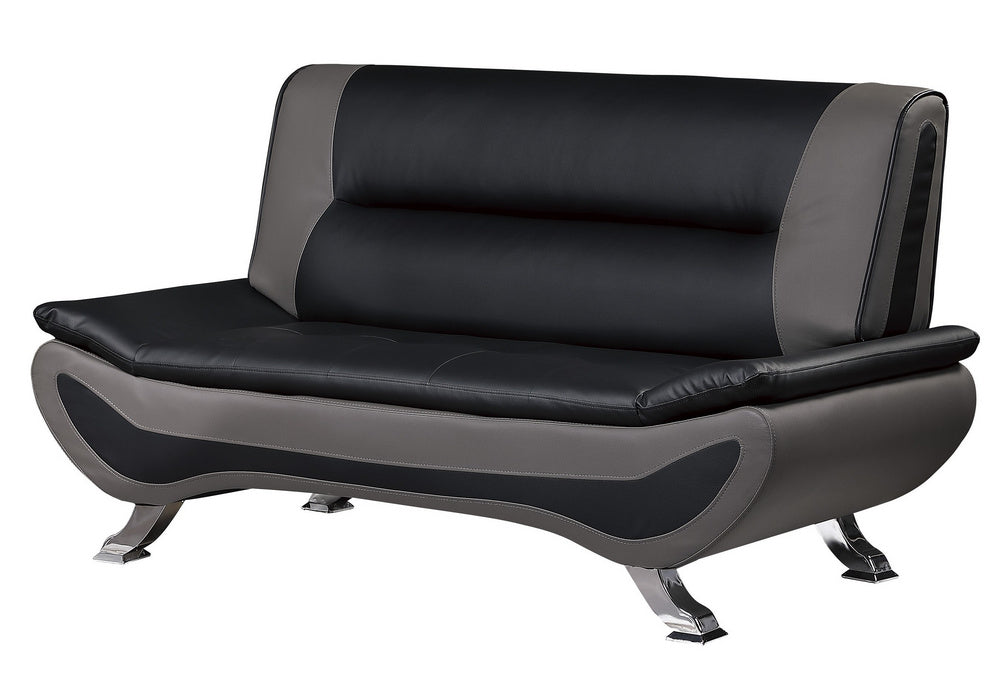 Veloce Black/Gray Faux Leather Loveseat