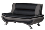 Veloce Black/Gray Faux Leather Loveseat