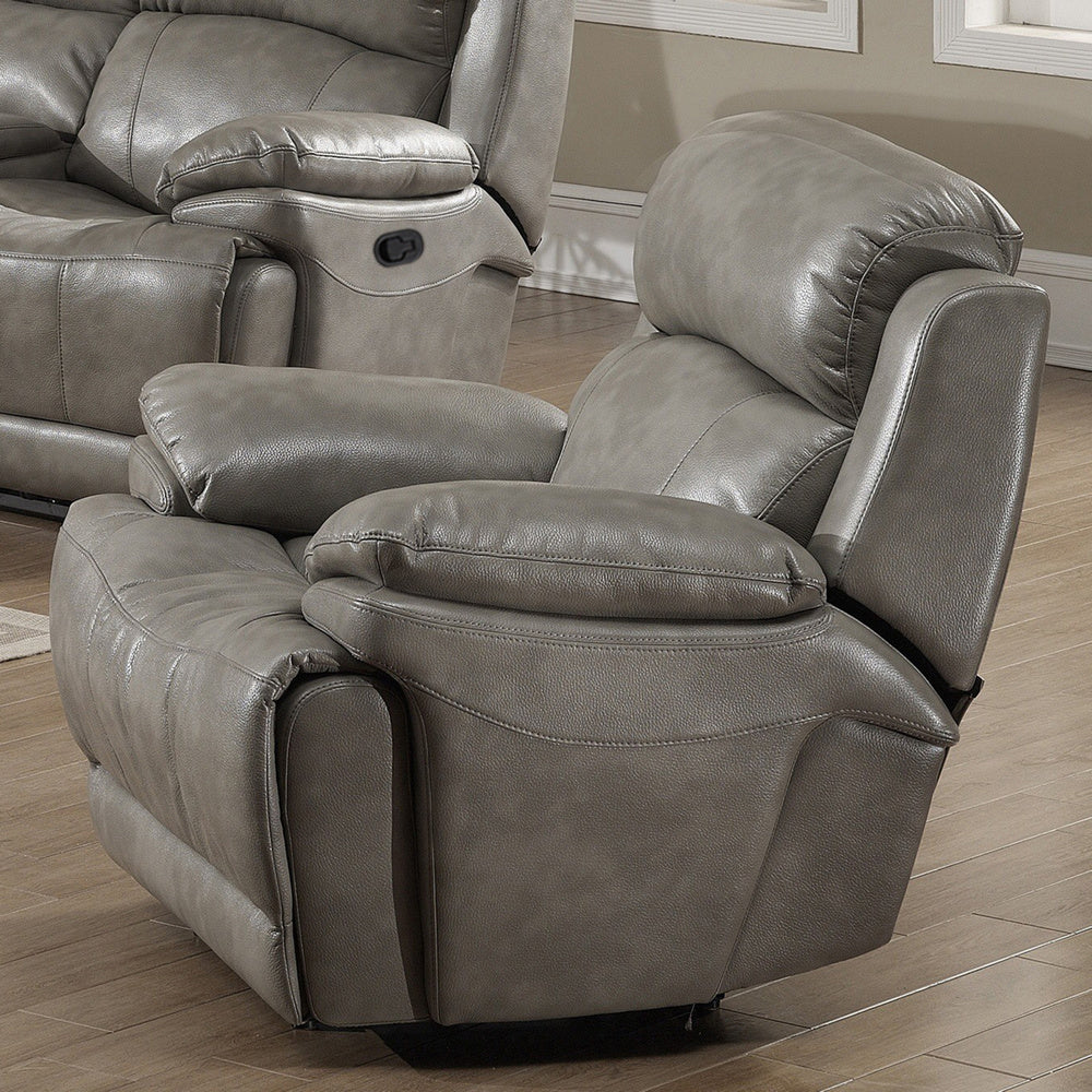 Estella Gray Leather Gel Manual Recliner