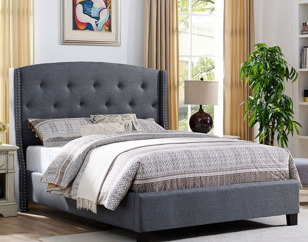 Liviana Gray Linen Upholstered Queen Bed