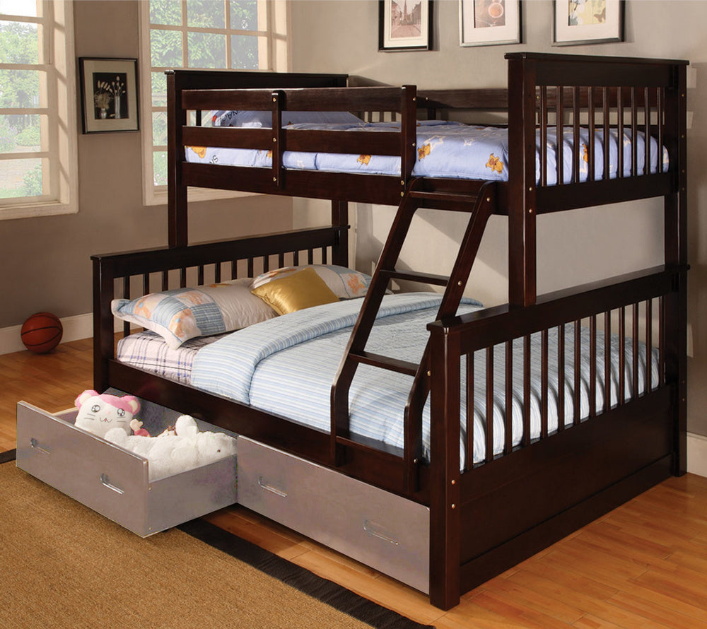 Rosalinda Espresso Wood Twin/Full Bunk Bed