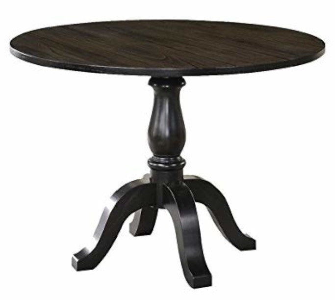 Alice Antique Black Wood Round Dining Table