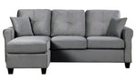 Monty Gray Velvet Reversible Sectional Sofa