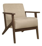 August Light Brown Velvet Fabric Accent Chair