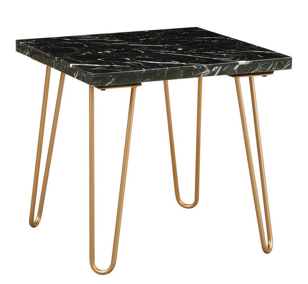 Telestis Black Marble/Gold Metal Square End Table