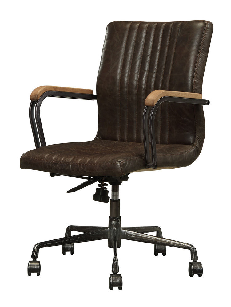 Joslin Distressed Chocolate Top Grain Leather Office Chair