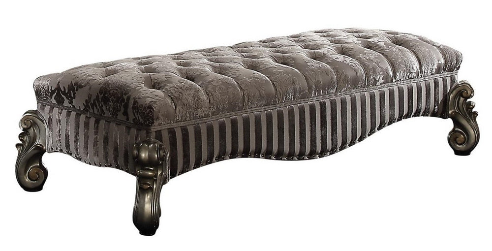 Versailles Antique Platinum Fabric Bench