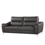 Rachel Gray Leather 2-Seat Sofa with Curved-Padded Arms