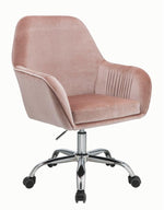 Eimet Peach Velvet/Chrome Metal Adjustable Office Chair