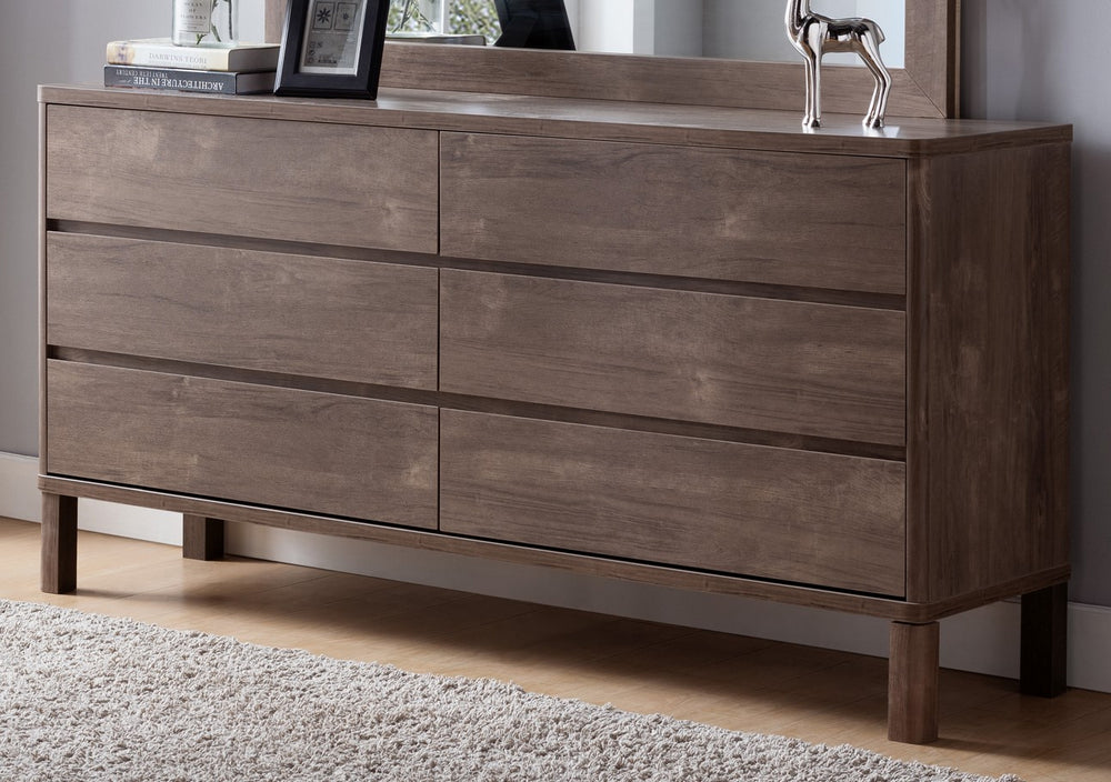 Alba Modern Hazelnut Wood 6-Drawer Dresser