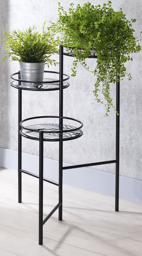 Namid Black Metal/Glass Foldable Multi-Tiered Plant Stand