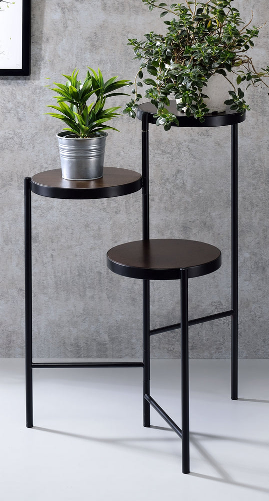 Namid Black Metal/Wood Foldable Multi-Tiered Plant Stand