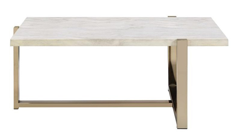 Feit Faux Marble/Gold Finish Metal Coffee Table