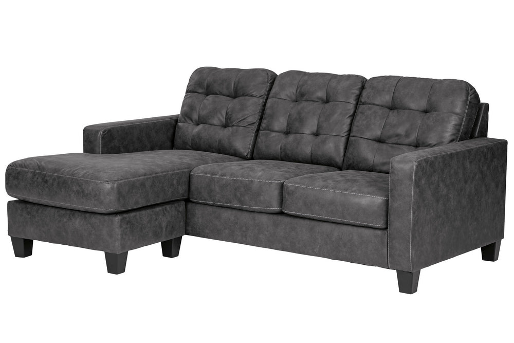 Venaldi Gunmetal Faux Leather Reversible Sofa Chaise