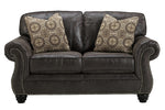 Breville Charcoal Faux Leather Loveseat