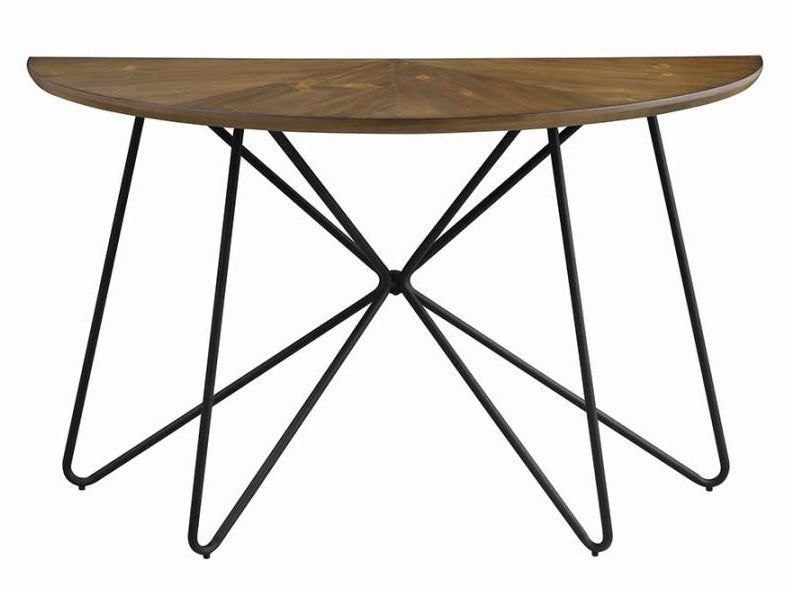 Kaelynn Dark Brown Wood/Black Metal Sofa Table