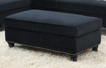 Ginger Black Velvet XL Cocktail Ottoman with Nailheads