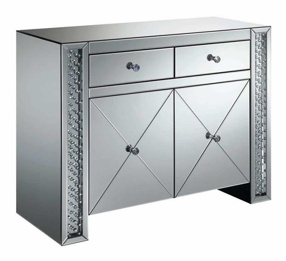 Camari Mirrored 40" Accent Cabinet with Decorative Crystals