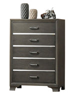 Carine Gray Wood 5-Drawer Chest