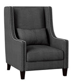 Keller Dark Gray Linen Accent Chair with Nailheads