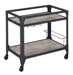 Jorgensen Rustic Oak Finish Wood/Charcoal Metal Serving Cart